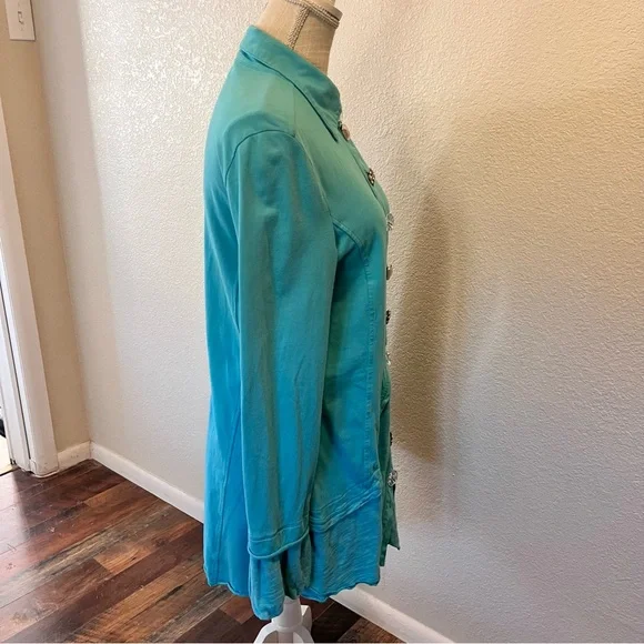 Neon Buddha Blue Sparkly Buttons Tunic
Size Medium - Picture 4 of 13